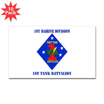 1TB1MD - M01 - 01 - 1st Tank Battalion - 1st Mar Div with Text - Sticker (Rectangle 10 pk) - Click Image to Close